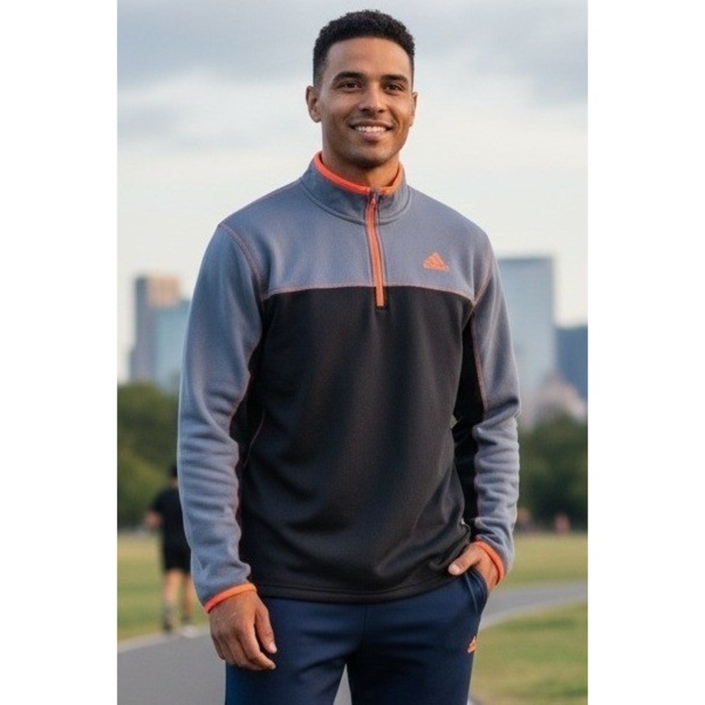 Adidas Golf Athletic‎ Sweatshirt Men's L Colorblock 1/4 Zip Pullover Activewear